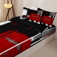 thumbnail image 3 of Erosebridal Industrial Paint Mark Zipper Full Size Comforter Sets with Fitted Sheet and 2 Pillowcases,Distressed Streak Print Zipper Bedding Set,Scarlet White Black,Black Reversible, 3 of 6