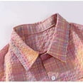thumbnail image 3 of Men's Plaid Button Down Short Sleeve Shirt Loose Fit Casual Shirt with Chest Pocket Pink XXXL, 3 of 8