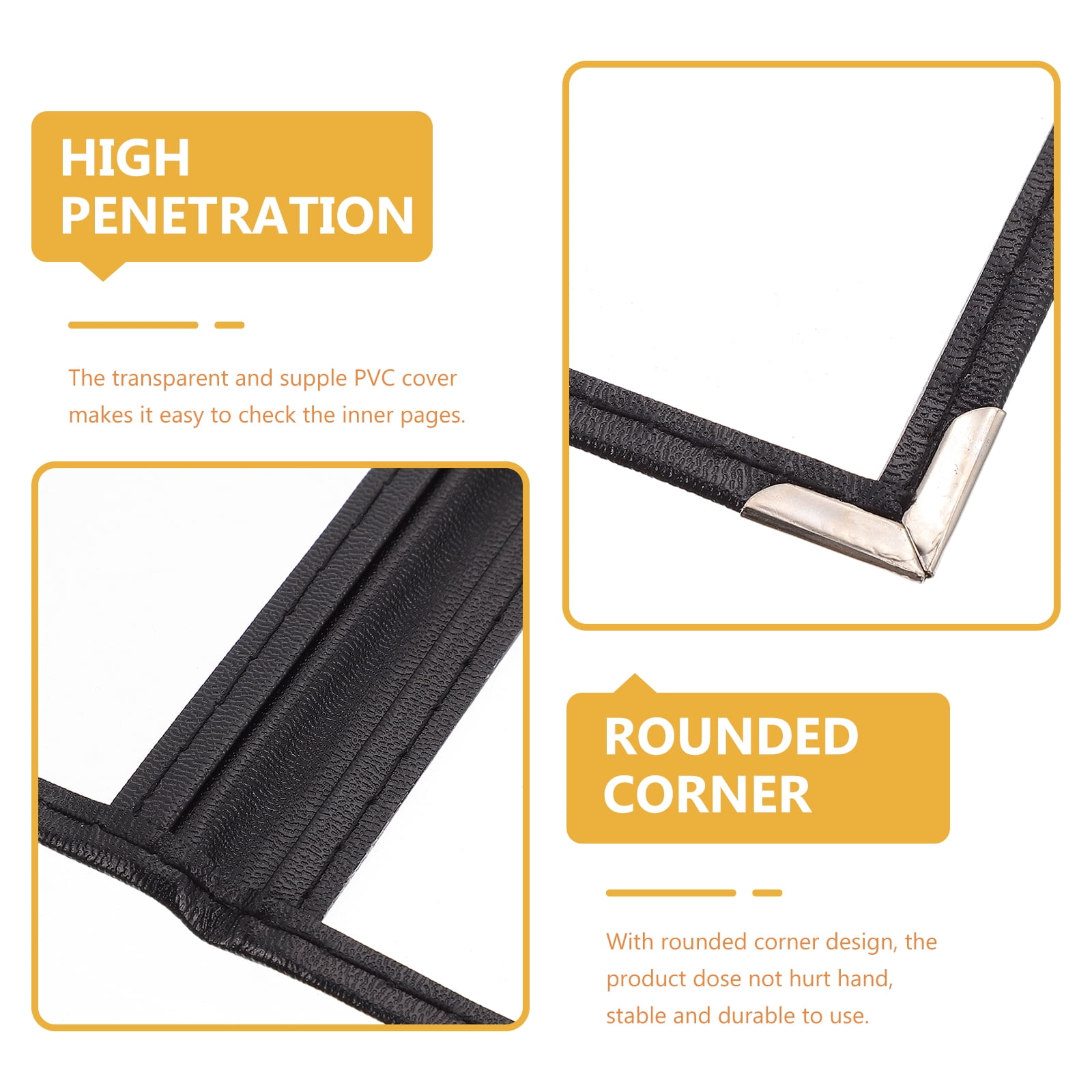 2 Pcs The Menu Binder Clips Clear Binder Menu Cover Binder Recipe Folder Portable Pvc