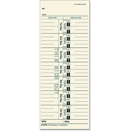 1256 Acroprint/Cincinnati/Lathem/Simplex/Stromberg Time Card 3 1/2 x 9, 500/Box