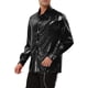 thumbnail image 4 of Camisa de lentejuelas brillantes para hombres INSPIRE CHIC, ajuste slim, de manga larga, con botones, camisa de satén para fiesta disco, negra, XL, 4 of 6