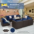 thumbnail image 5 of RADIATA 9 Pcs Outdoor Furniture with Fire Pit Table Wicker Patio Sectional Sofa Set Espresso/Navy, 5 of 10