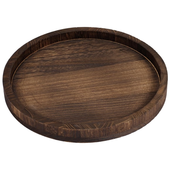 Wooden Tray for Coffee Table: Candle Holder Plate Round Decorative Serving Tray - Vintage Table Centerpiece Rustic Farmhouse Home Decor(Brown 24x24x3cm )
