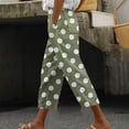 thumbnail image 2 of QATAINLAV Womens Plus Size Capri Pants Summer Casual Drawstring High Waist Wide Leg Cropped Trouser Trendy Polka Dot Print Beach Capris Pants Green XXL Lightning Sale, 2 of 6