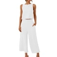 thumbnail image 2 of Cotton Linen Two Piece Sets for Women 2025 Wide Leg Two Piece Pants Set Casual Tank Tops Two Piece Outfits Summer Lounge Set, Limited Time Offer, 2 of 6