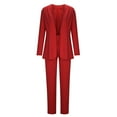 thumbnail image 5 of Odeerbi Shirts Sets for Women Business Attire 2 Piece Outfits 2025 Long Sleeve Coats Tops Solid Long Pants Sets Red, 5 of 9