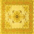thumbnail image 1 of Ahgly Company Machine Washable Indoor Square Medallion Yellow Traditional Area Rugs, 7' Square, 1 of 4