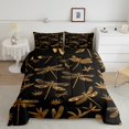 thumbnail image 2 of Retro Dragonfly Kids Comforter Set,Extoic Flying Animals Bedding Set Dragonflies Printed Pattern King Down Comforter,Rustic Boho Decor Bedding Comforter Sets,Black Yellow, 2 of 7