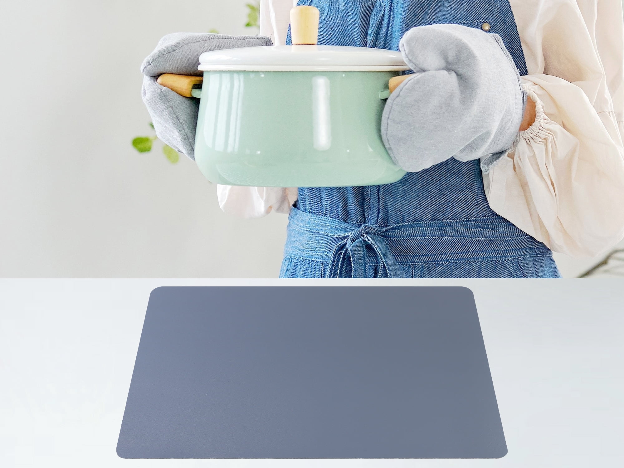 Unique Bargains 6 Pack Faux Leather Placemats for Kitchen Dining Table Decor Dark Gray