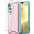 thumbnail image 1 of KOMI for Samsung Galaxy S24/S25 Case with Glass Screen Protector,Heavy Duty Drop Protection Full Body Rugged Shockproof Military Protective Tough Durable Cover for Galaxy S24/S25 6.1" 5G 2025 Pink, 1 of 5