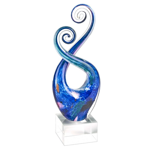 HomeRoots 376072 10 in. Art Glass Centerpiece on Crystal Base, Multi Color