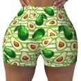thumbnail image 2 of Lsque Avocado Green Striped Pattern High Waisted Biker Shorts for Women-Tummy Control Fitness Athletic Workout Running Yoga Gym Shorts,Moisture-Wicking-Medium, 2 of 9