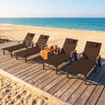 thumbnail image 3 of Harbweb Outdoor Chaise Lounge Chair Set of 4, 5-Position Adjustable Sun Tanning Chair with Pillow, Aluminum Patio Lounge Chair with Wheels & Armrests for Garden, Beach, Patio, Pool, Brown, 3 of 8