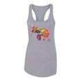 thumbnail image 2 of Wild Bobby, Colorful Walking Good Luck Elephant Animal Lover Ladies Racerback Tank Top, Heather Grey, Large, 2 of 3