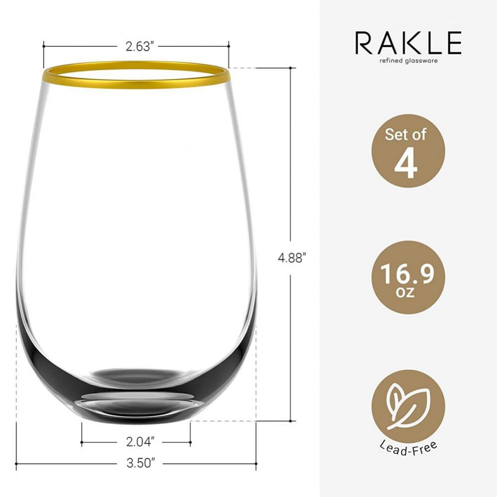 4 Pack Stemless Plastic Wine Glasses Disposable 16 oz Gold Rim Stylish  Drinkware for all Beverages,Cocktail Parties,Wedding Reception and Catered  Events - Walmart.com