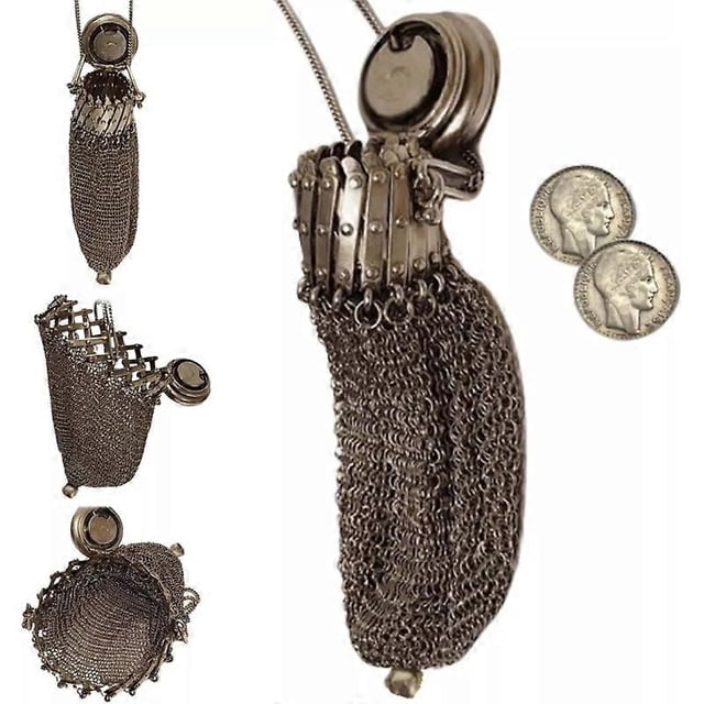Handmade 1920's English Coin Purse, Victorian Sterling Silver Coin Purse