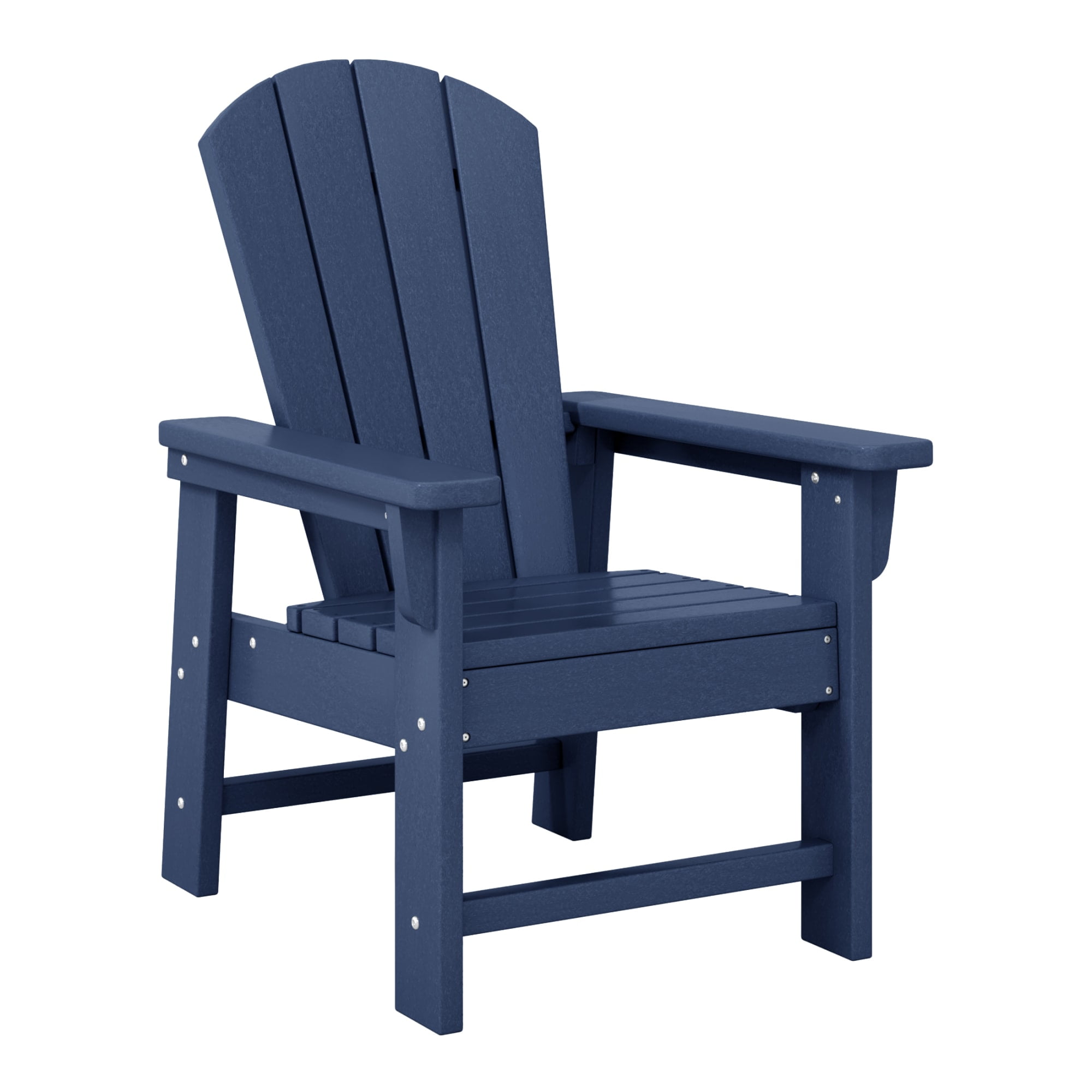 WestinTrends Malibu Kids 3-Piece Outdoor HDPE Adirondack Chairs With Square Side Table Set, Navy Blue