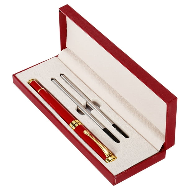 Bolígrafo de tinta negra Uxcell de 12 mm, bolígrafo de metal de negocios con punta de 0.5 mm y caja de regalo roja, profesional, roja