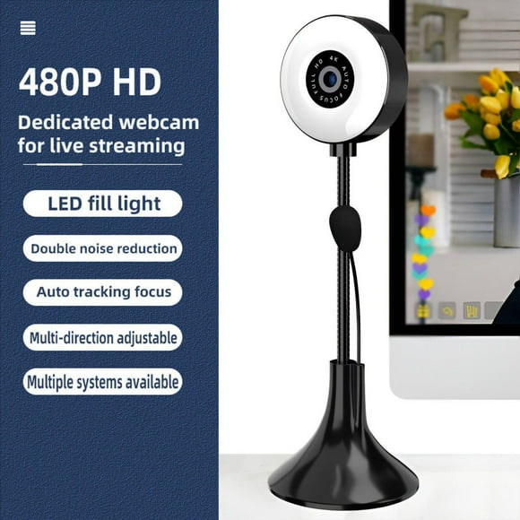 4K Webcam with Microphone  Web Cameras with Light  Desktop Streaming USB Face Web Cam with Bracket for Facebook  YouTube  Skype  TV  PC