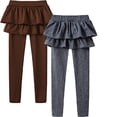 thumbnail image 1 of 2 Pack Toddler Girls Baby Footless Leggings with Ruffle Tutu Skirt Pants Culotte Girls Bottoms Dress, 1 of 9