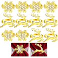thumbnail image 1 of (Ciervo dorado y copo de nieve dorado, 12 piezas) Anillos para servilletas con forma de ciervo, alce y copo de nieve, anillos para servilletas dorados y plateados, 1 of 5