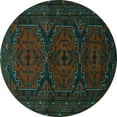 thumbnail image 1 of Ahgly Company Indoor Round Persian Turquoise Blue Traditional Area Rugs, 3' Round, 1 of 4