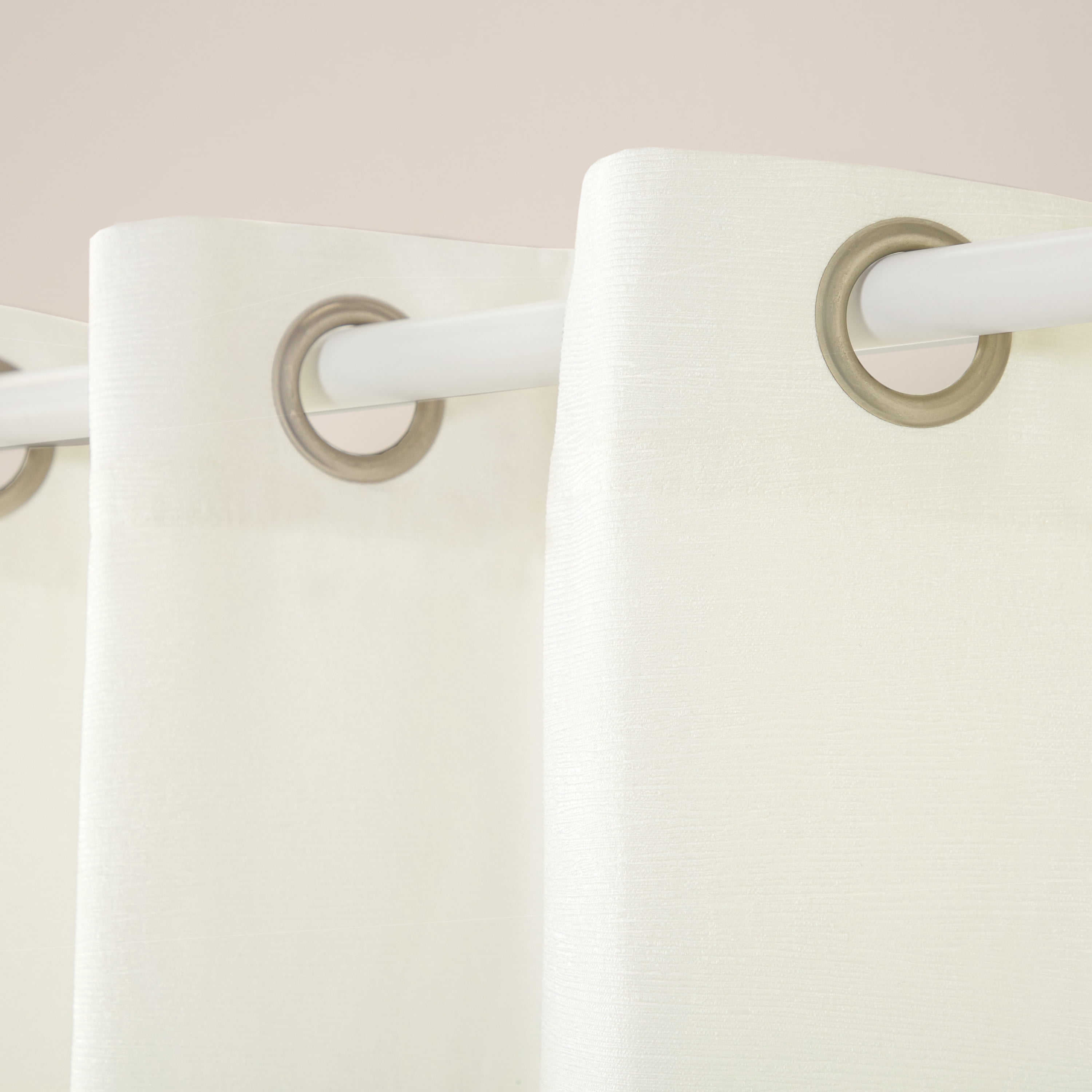 TOWN & COUNTRY EVERYDAY Lustre Solid Heavyweight Textured Sateen Indoor Curtains, Room Darkening Opacity, Grommet Top, Energy Efficient, 2-Pack Set, 52"x96", Vanilla