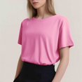 thumbnail image 2 of T-shirt Mode Femme Col Rond Grande Taille Manches Courtes Couleur Unie avec Tissu Léger, 2 of 5