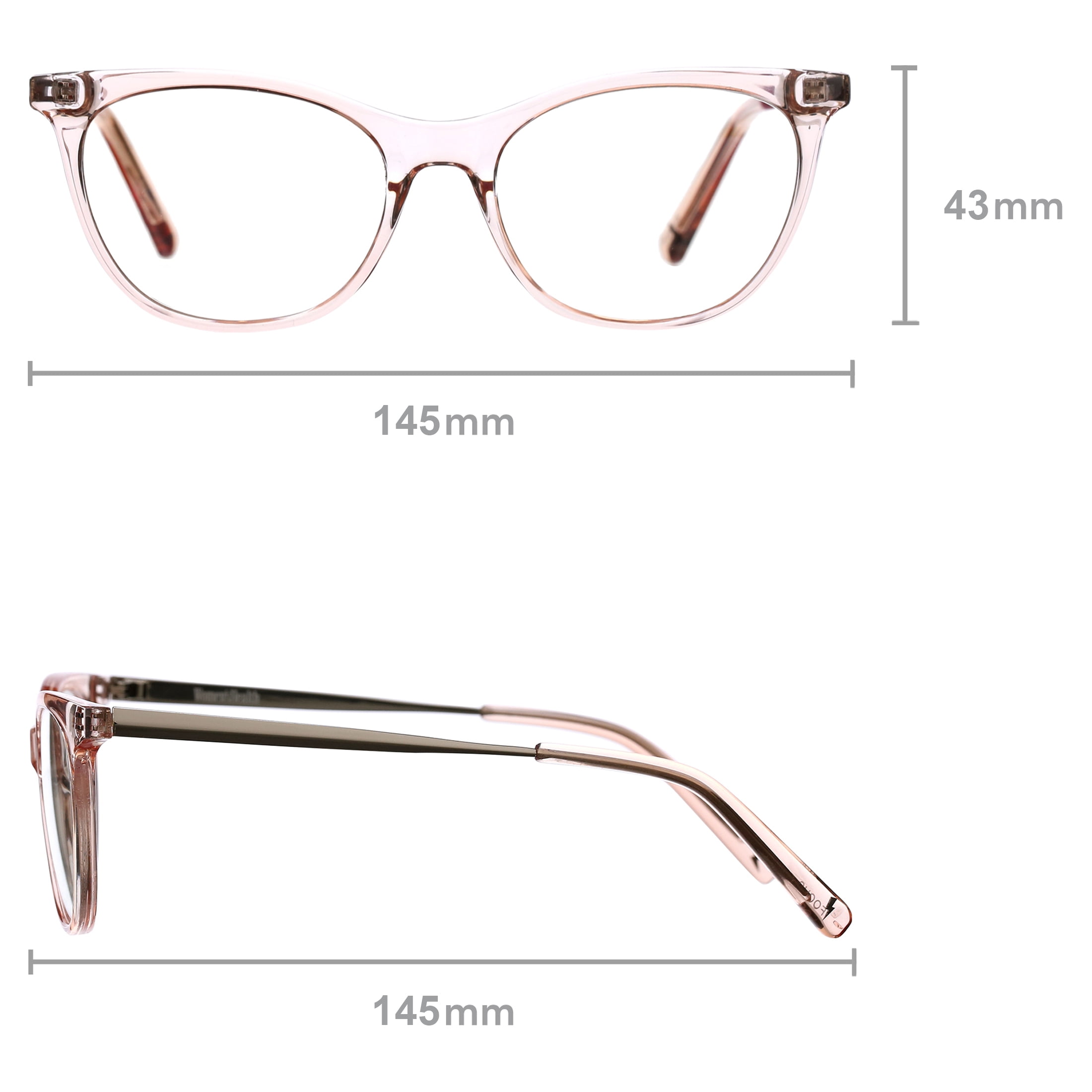 (2 pack) Women's Health Focus Blue Light Blocking Glasses for Computer UV and Gaming Protection by DIFF Eyewear Light Pink Crystal