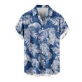 thumbnail image 4 of Iugvhana Mens Hawaiian Summer Beach Shirts Casual Short Sleeve Shirt Floral Button Down Tropical Holiday Shirts Top Dark Blue L, 4 of 5