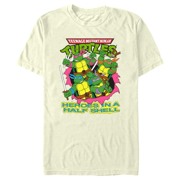 Men's Teenage Mutant Ninja Turtles Retro Heroes in a Half Shell Graphic Tee Beige Large
