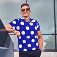 thumbnail image 5 of Daiia Blue And White Polka Dot Pattern Men’s Polo Shirts,Solid Deck Shirt,Classic Fit, Breathable Cotton Polo for Casual and Sport Wear-Medium, 5 of 7