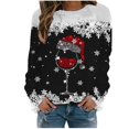 thumbnail image 1 of Fgnfyis Chandails en Molleton de Sport Décontractés à Manches Longues Raglan Col Rond Imprimé Flocon de Neige Rouge de Noël pour Femmes Doublé Noir G, 1 of 4