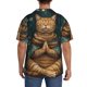 thumbnail image 3 of Balery Surreal Meditating Cat Camisa Casual de Manga Corta con Botones para Hombre, Texturizada, Estilo Cubano, para Playa, Verano-3X-Large, 3 of 5