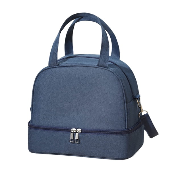 Tyidzon Double Layer Tote Lunch Bag for Women & Men Adult, Organization and Storage Lunch Box for Women Men, Work, Picnic, Beach, Travel - Navy