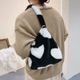 thumbnail image 6 of Yucurem Plush Underarm Bag Y2K Furry Purse Fluffy Tote Bag Autumn Winter Handbags for Women (White Heart), 6 of 10