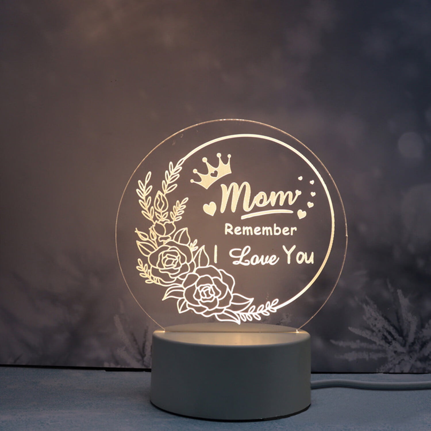 Daughter Son for Mom Mothers Day Gifts Acrylic Engraved Night Light