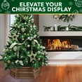 thumbnail image 4 of Stephan Roberts 31.5 in 2 Panel Wooden Christmas Tree Collar Hexagon, Brown, 4 of 10