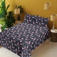 thumbnail image 2 of Ambesonne Exotic Fitted & Flat Sheet with Shams 4 Pcs Set, Flamingo Tropical Atmophere, Full, Pale Pink Dark Sky Blue, 2 of 5