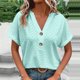 thumbnail image 2 of Camisetas para mujer,Camiseta de cuello en V para mujer, informal, de manga corta, de poliéster suave, ideal para el hogar y el uso diario, sopatenor, 2 of 9