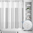 thumbnail image 3 of No Hook Shower Curtain, Modern Minimalist Shower Curtains for Bathroom with See Through Top Window, Gray Vertical Stripes Pattern Waterproof & Washable Bath Curtain Standard 72"x72", 3 of 9