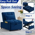 thumbnail image 5 of Four-in-one sofa bed, pull-out into a sofa bed, convertible sofa bed, with storage bag and adjustable backrest, comfortable folding sofa bed, suitable for living room (Navy), 5 of 7