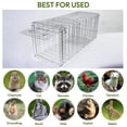 thumbnail image 4 of Noliven Live Animal Cage Trap, 30.6" x 11.6" x 12.6" Humane Metal Raccoon Trap, Folding Animal Trap with Handle for Stray Dogs, R, 4 of 8