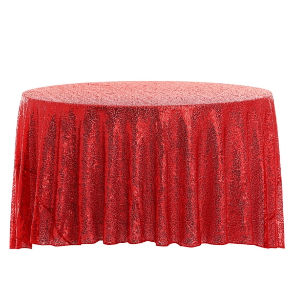 REGALWOVEN 1 Pack Round Tablecloth Sequin Table Covers for Dining Room, Red 47'x47'