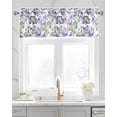 thumbnail image 2 of Purple Green Brown Flowers Linen Curtain Valance for Bedroom/Bathroom/Kitchen/Office/Living/Dining Room Window,Watercolor Spring Floral Botanical Rod Pocket Topper Decorative Cafe Drapes Panel 60x18, 2 of 6