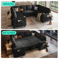 thumbnail image 6 of LINSY HOME U Shaped Modular Sectional Sofa for Living Room, Plush Corduroy Sectional Couches with USB & Cup Holder, Black, 6 of 10