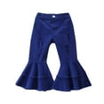 thumbnail image 2 of EnJoCho Clearance Fashion Girls Flared Pants Black Toddler Denim Bell Bottom Pants Baby Girls Trousers Two Ruffles Flare Ripped Jeans for Kids 1-6Y Comfortable Fashionable Child Pants Shorts PJS, 2 of 6