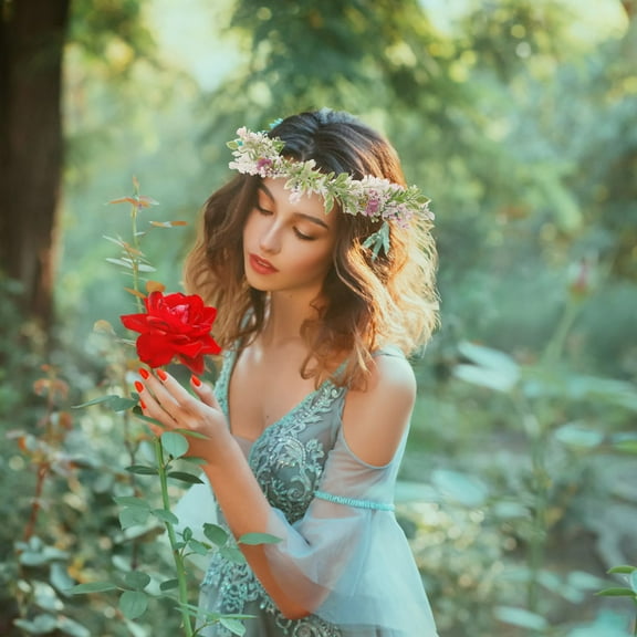 YOSADIER 1Pack Wedding Flower Hairband Bridal Floral Crown For Bride And Women 11.8x7.5in