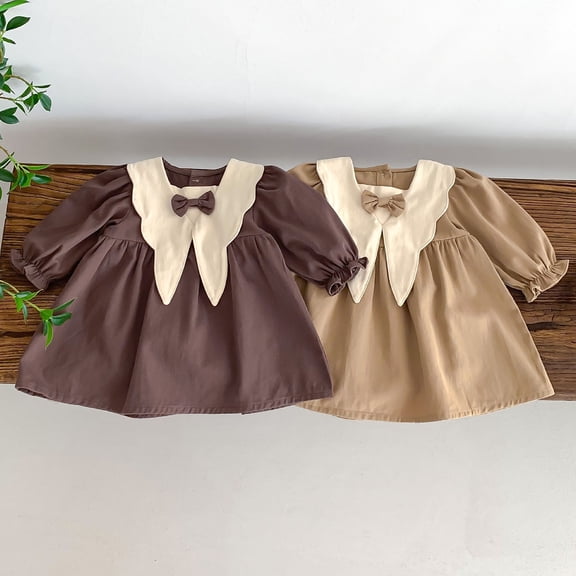 JoyHoop Toddler Dress Long Sleeve Baby Ruffle Fall Winter Casual Party Birthday Little Girls Dresses for Girls