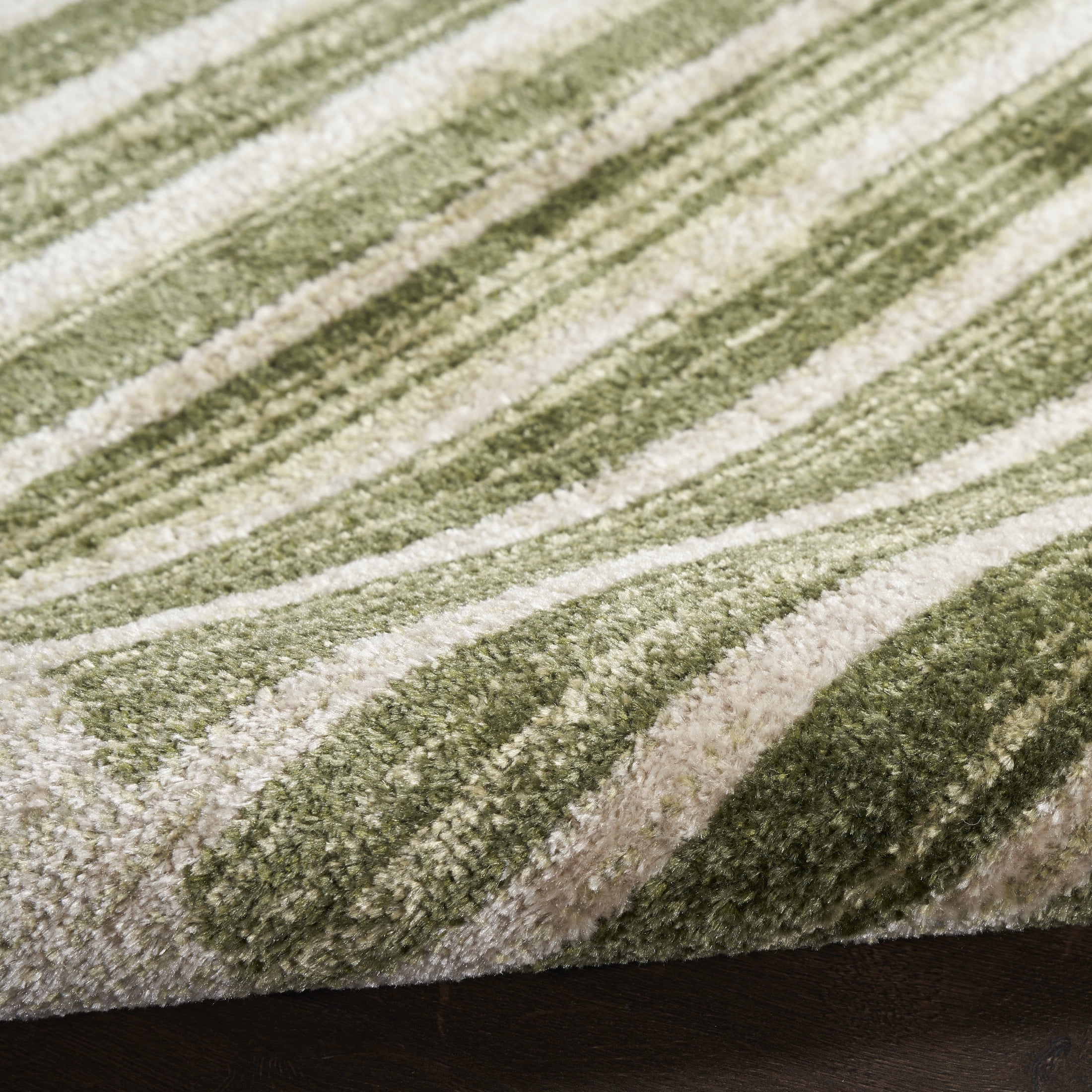 Nourison Astra Machine Washable 6'7" x 9' Ivory Olive Mid-Century Modern Indoor Rug